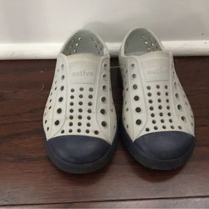 Native perforated gray & blue slip on sneakers 7